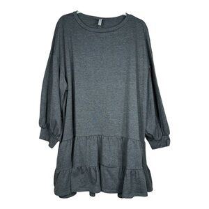Emerald Dark Gray Ruffled Hem Long Sleeve Tunic Or Dress Size 3X